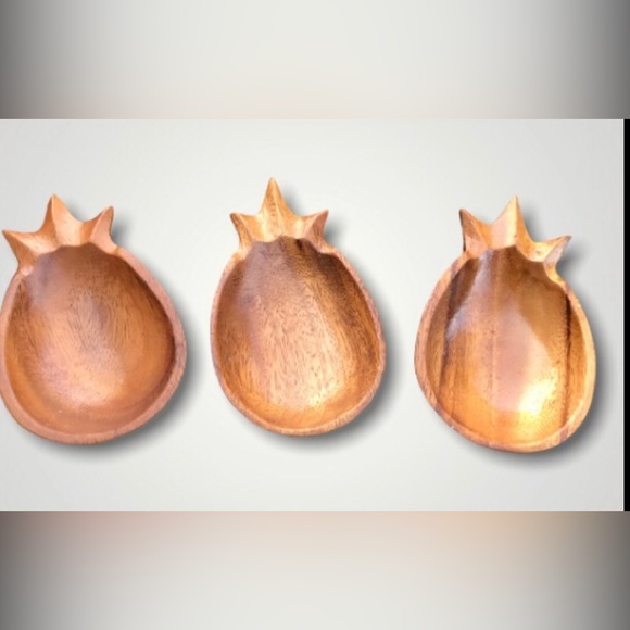 Vintage Monkey Pod Set of 3 Wooden Pineapple Bowls Made in the Philippines - Picture 1 of 3